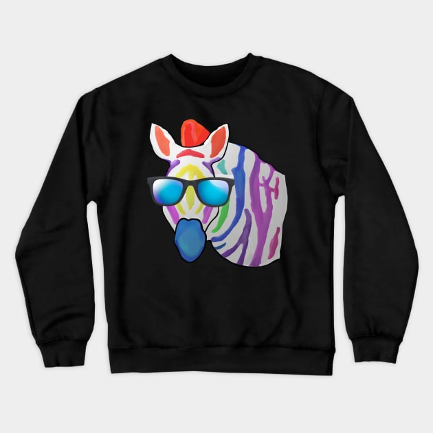 Rainbow Zebra Crewneck Sweatshirt by m2inspiration